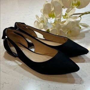 ANTONIO MELANI Black Pointed Toe Slingback Flats